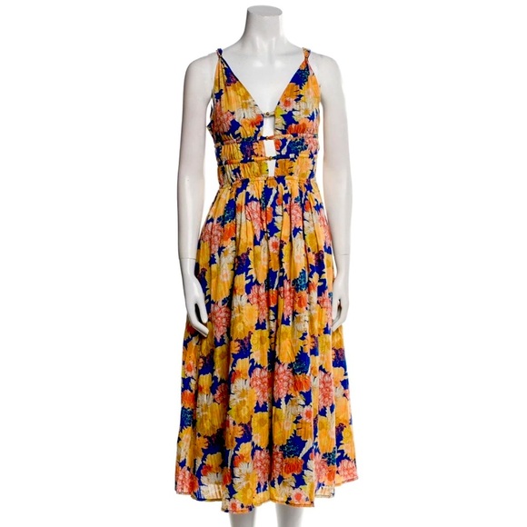 CAROLINE CONSTAS Floral Print Midi Dress | Small - Picture 1 of 14